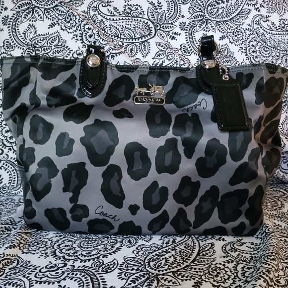 Coach Handbags - Coach Black and Gray Animal Print Tote